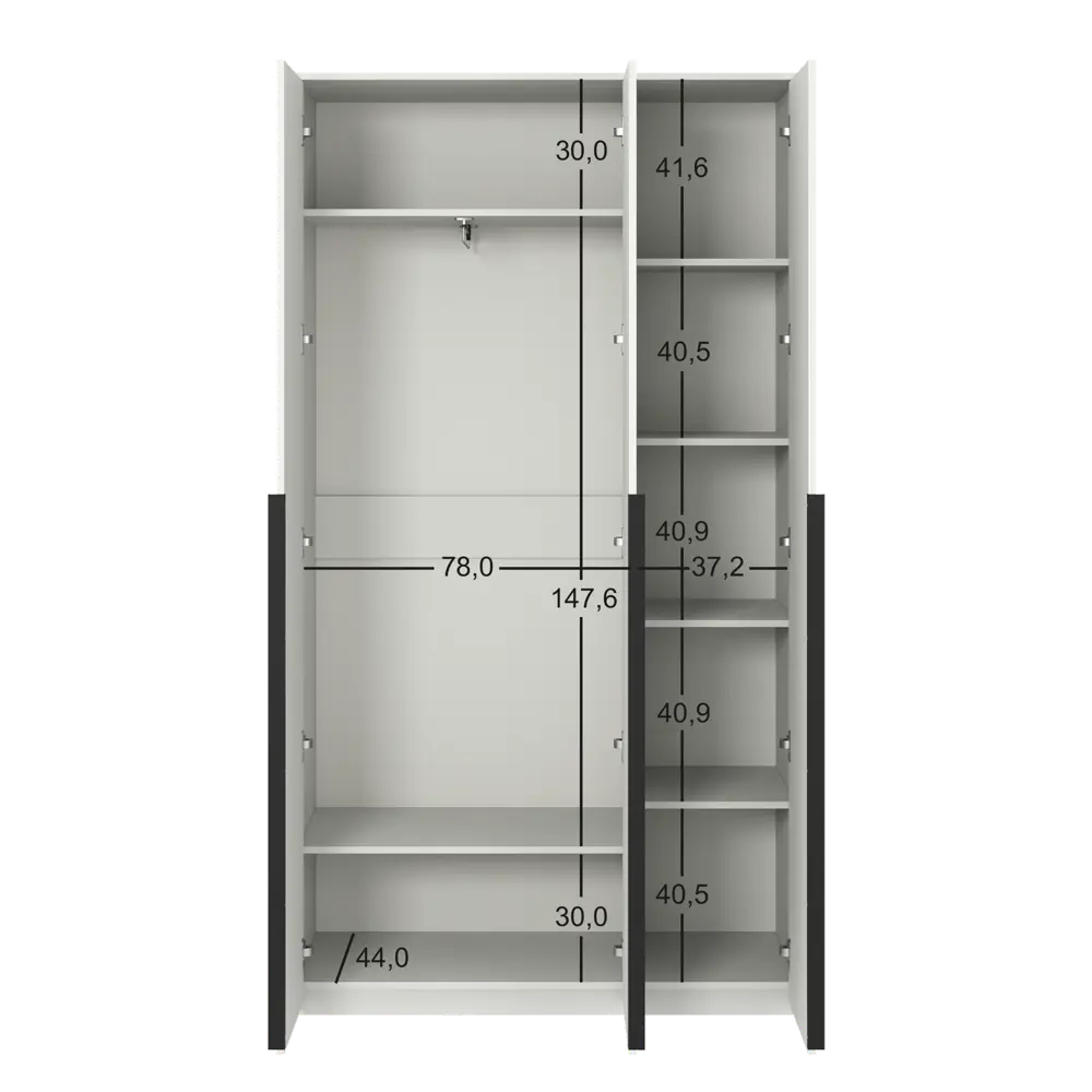Шкаф распашной Бергамо с 3 дверями 120x220x46.6 см ЛДСП цвет белый Santreyd STLM-2066971 - Вид №7