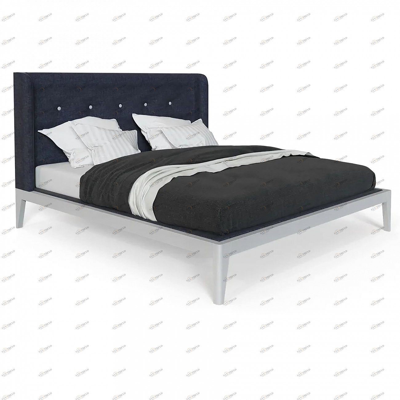 Кровать двуспальная 180x200 темно-синяя из массива дуба Fly soft new BRAGIN DESIGN ДИЗАЙНЕРСКИЕ 256418 Белый;синий 