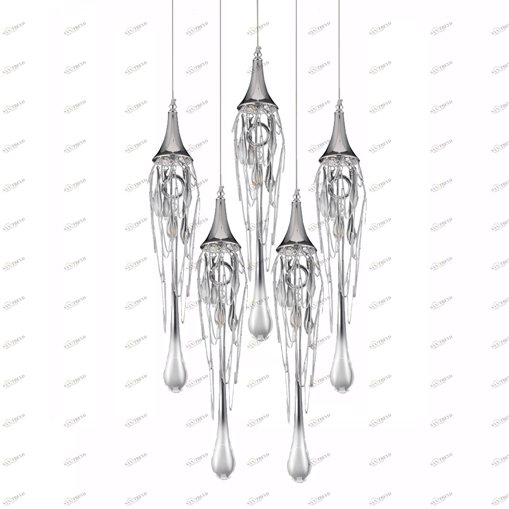 Светильник подвесной 120х30 см хром Goddess Tears P68009L-5/R DELIGHT COLLECTION ДИЗАЙНЕРСКИЕ 00-3882308 Прозрачный;хром 