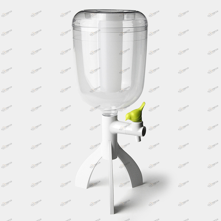 Диспенсер для воды настольный 3 л зеленый Thirsty Bird QUALY ДИЗАЙНЕРСКИЕ 00-3871460 Белый;зеленый 