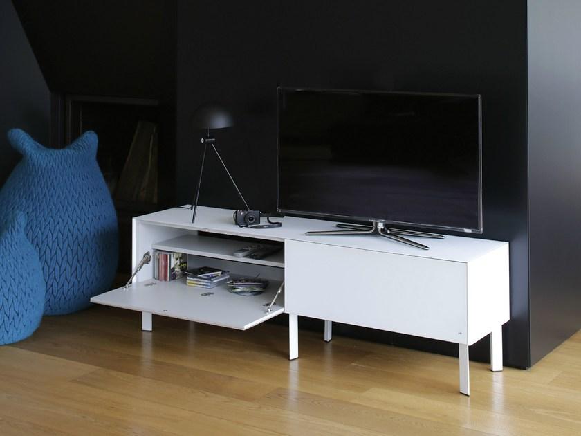 Joli Низкая лакированная деревянная тумба под ТВ с системой прокладки кабелей Cube sun-id-1486947 - Вид №1