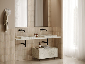 Двойная мраморная подвесная раковина с ящиками