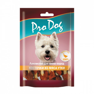 ПР0054137 Лакомство для собак Косточки из мяса утки для мини-пород 55г PRO DOG
