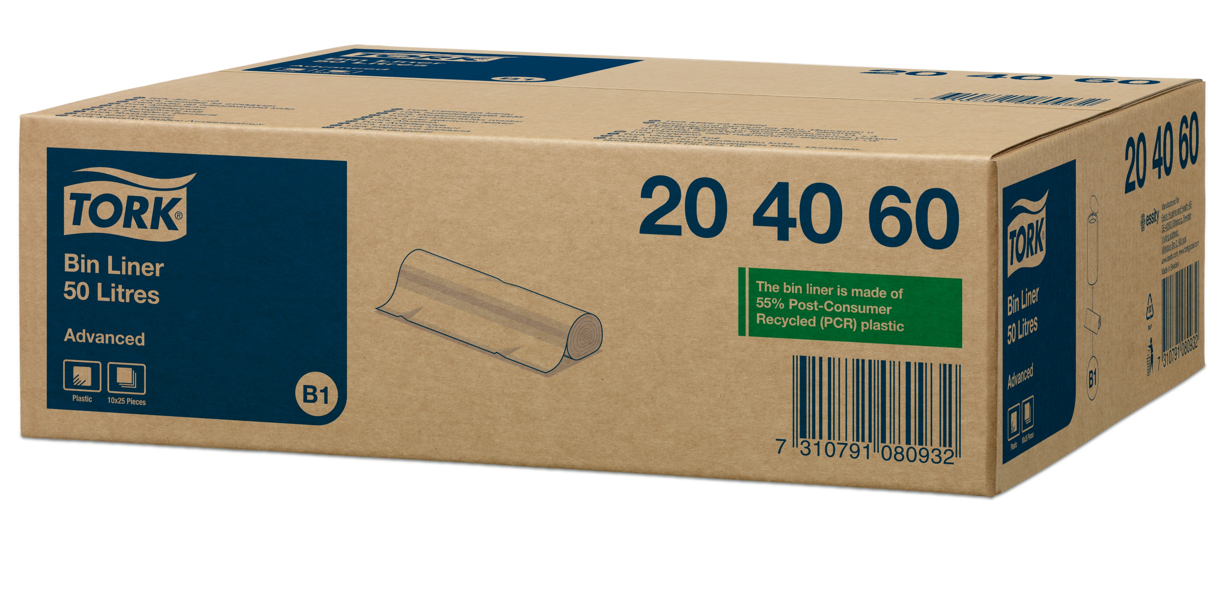 20406049 Мешки для мусора 50 л прозрачные b1 Tork  - Вид №1