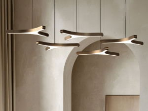 Подвесной светильник из алюминия и кованого стекла