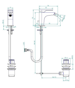 Смеситель для биде для пола с подающим шлангом