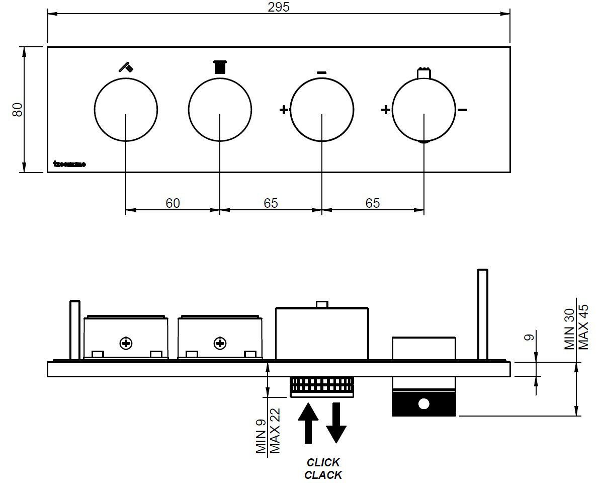 Встраиваемый термостатический смеситель для душа с 5 отверстиями Rubinetterie Treemme W-touch ARCH-00034817 - Вид №3