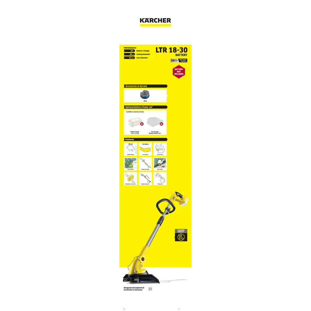 Триммер аккумуляторный Karcher LTR 18-30 18 В Ач АКБ и ЗУ не входит в комплект 82541736 STLM-2002615  - Вид №2