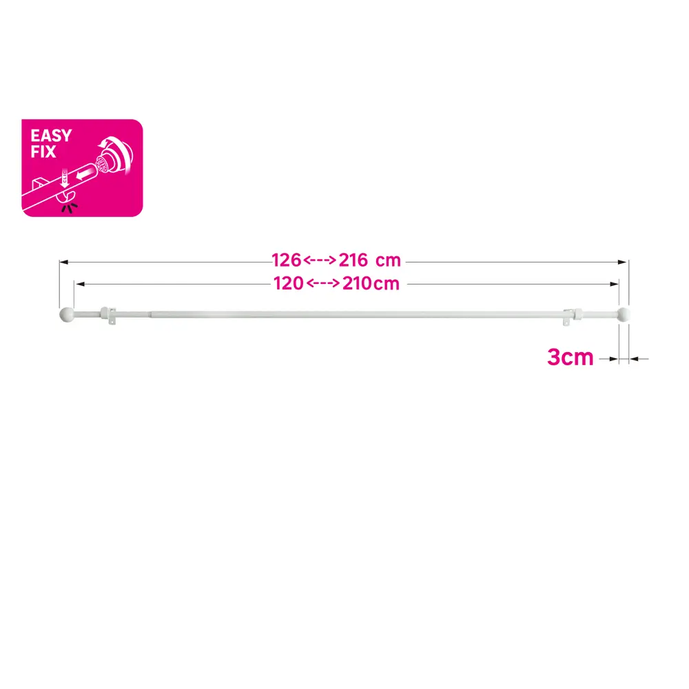 INSPIRE Карниз настенный однорядный Шар для штор 120-210 см белый 84407268 STLM-0049460 - Вид №5