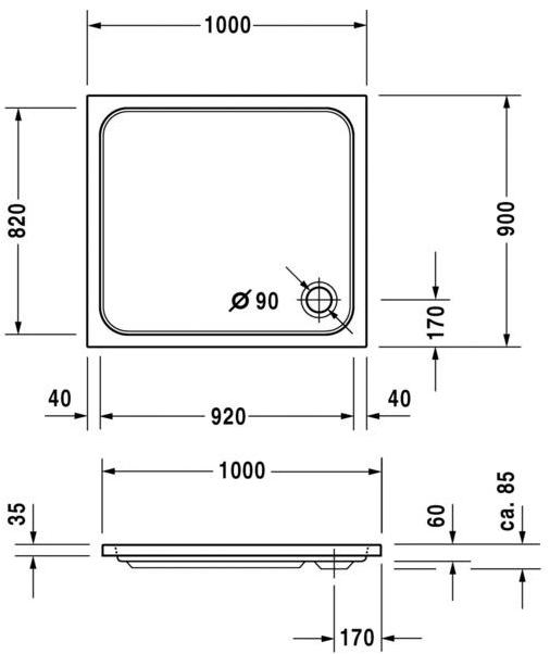 Duravit Поддон для душа прямоугольный из акрила D-code 720107 - Вид №1