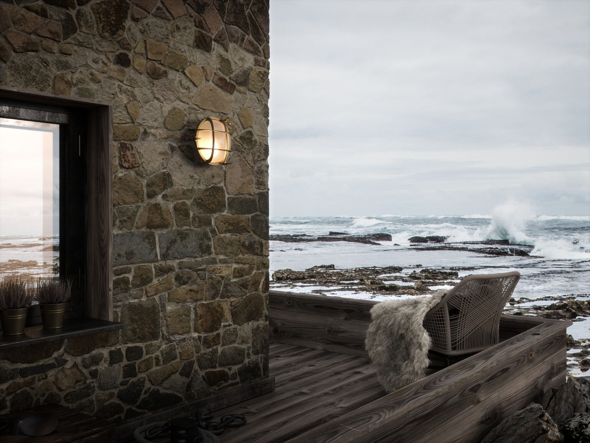 Металлическая и стеклянная наружная настенная лампа Nordlux POLPERRO ARCH-00082575 - Вид №7