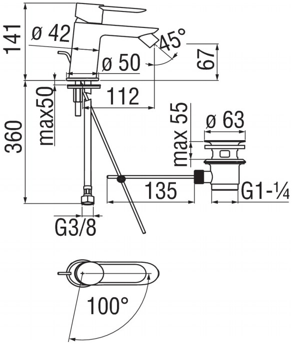 Nobili Rubinetterie Смеситель для биде, устанавливаемый на столешнице, с регулируемым изливом Sand sun-id-1357982 - Вид №1