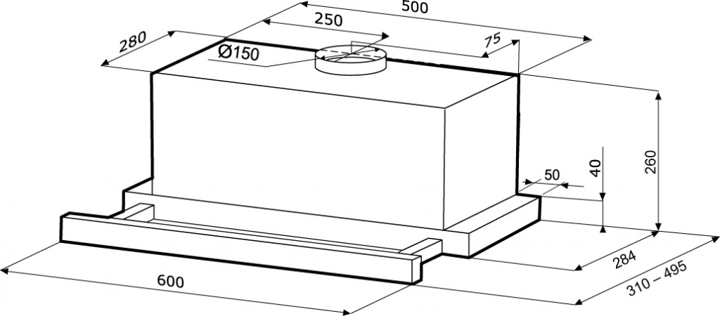 0199386 Вытяжка телескопическая KRONA KAMILLA power 600 inox 3P серебристый/серебристый STDN-0054778 - Вид №9