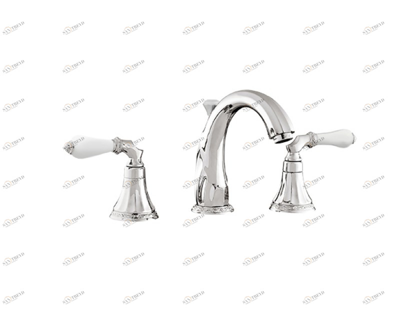 058501.L00.00 Раковина с тремя отверстиями из белого фарфора Золото 24К Mestre Adriatica