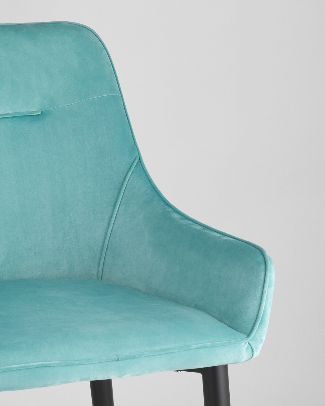 Стул с подлокотниками мягкий мятный с черными металлическими ножками "Диана" STOOL GROUP ДИЗАЙНЕРСКИЕ 00-3881950 Голубой  - Вид №6