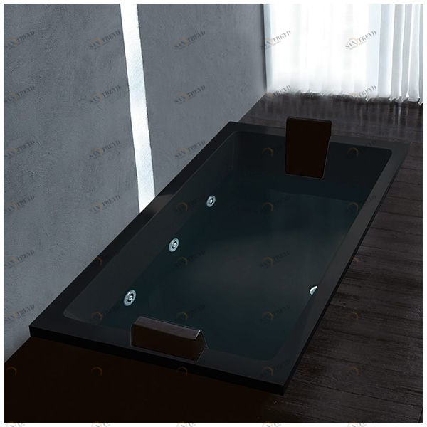 Ванна Gruppo treesse Quadra 181 V071B-DX-C чёрная с гидромассажем  и дезинфекцией прямоугольная встроенная правая STXV071BDXC