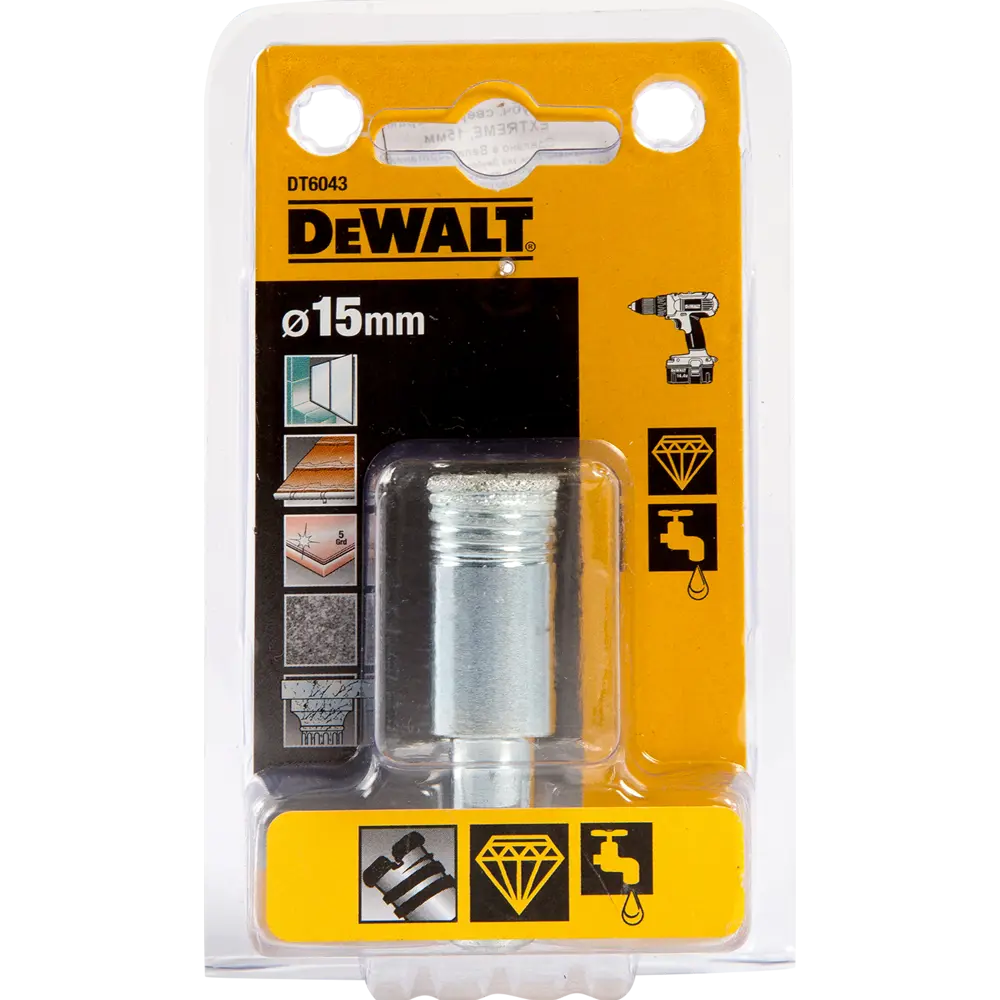 Сверло трубчатое алмазное по стеклу и керамике Dewalt DT6043 15 мм 82283726 STLM-2139621  - Вид №3