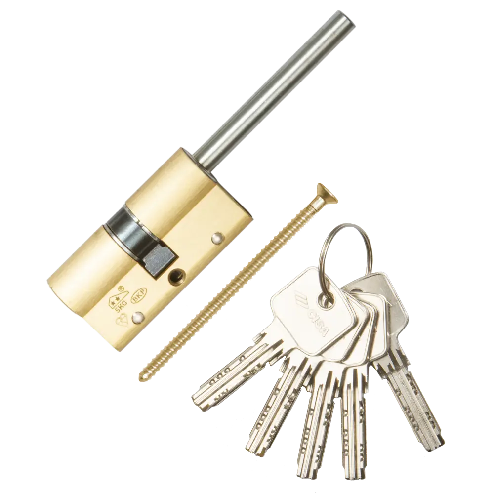 Цилиндр Cisa Astral S ОА3S7-12.00, 35x10x25 мм, ключ/шток, цвет латунь, без вертушки STLM-2175596 - Вид №1