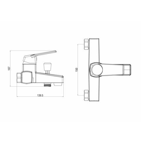 OneLife P02-100b однозахватный полимерный смеситель для ванны/душа Хром ORANGE sun-id-1517309 - Вид №1