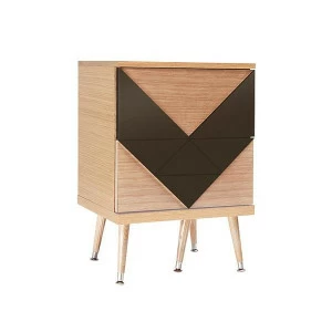 Прикроватная тумбочка с 2 ящиками темно-коричневая Woo Twins WOODI  00-3965932 Бежевый;коричневый