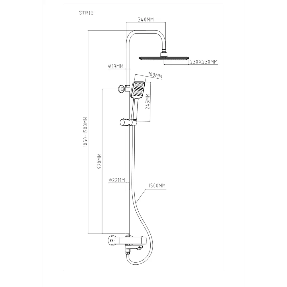 Душевая система ESKO Teramo STR15 - тропический душ с термостатом 89359326 STLM-1532464 - Вид №1