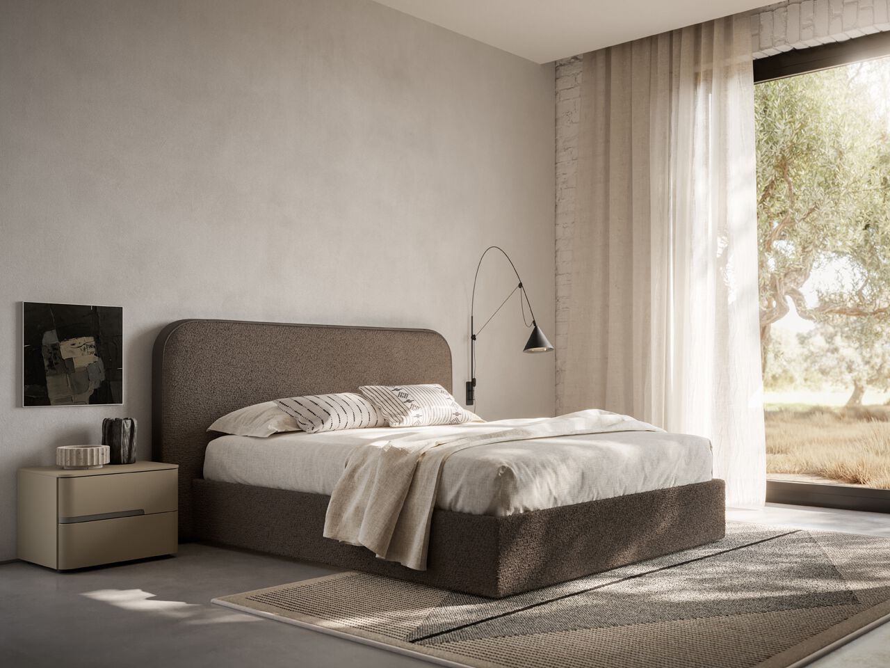 Деревянная двуспальная кровать с мягким изголовьем Santalucia Mobili PONENTE ARCH-00027171 - Вид №1