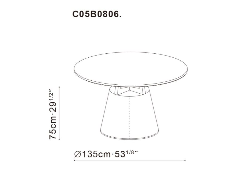 Круглый стол с ореховой столешницей и основанием из искусственной кожи CAMERICH UNITY ARCH-00067927 - Вид №2