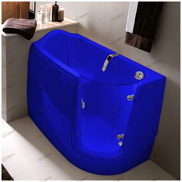 Ванна GRUPPO TREESSE GEN-X V3311-SX-SI угловая сидячая с дверью левосторонняя синяя VTLV3311SXSI