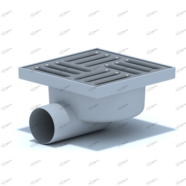 Трап горизонтальный нерегулируемый с выпуском 50мм, с пластиковой решеткой 150х150 мм ТА 5110 АНИ пласт 7204