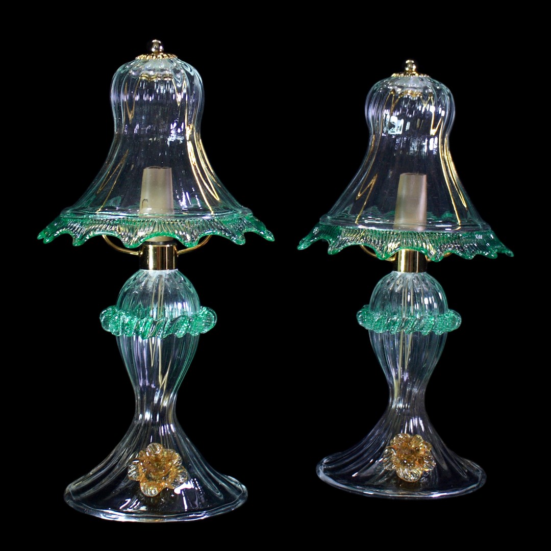 1132 ORIGINALMURANOGLASS Настольная лампа Орхидея - Флорал - муранское стекло OMG 20 см  - Вид №1