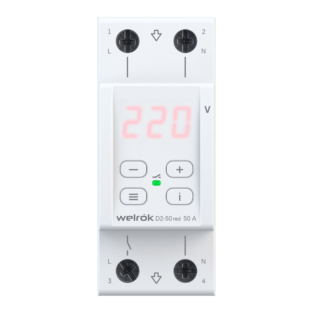 Реле напряжения Welrok D2-50 красное - защита электрооборудования 88016206 Santreyd STLM-0076561