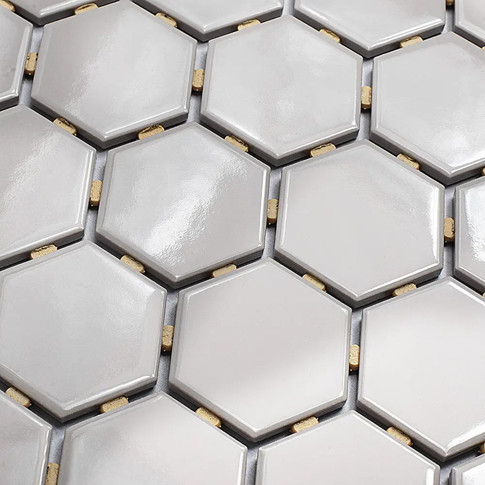 Мозаика керамическая Smart Mosaic Homework Hexagon Grey Glossy 27.1x28.2 см цвет серый 82909306 STLM-2134946 - Вид №6