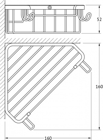 002 Полочка-решетка треуг. глубокая 18 см RYN FBS Ryna - Вид №1