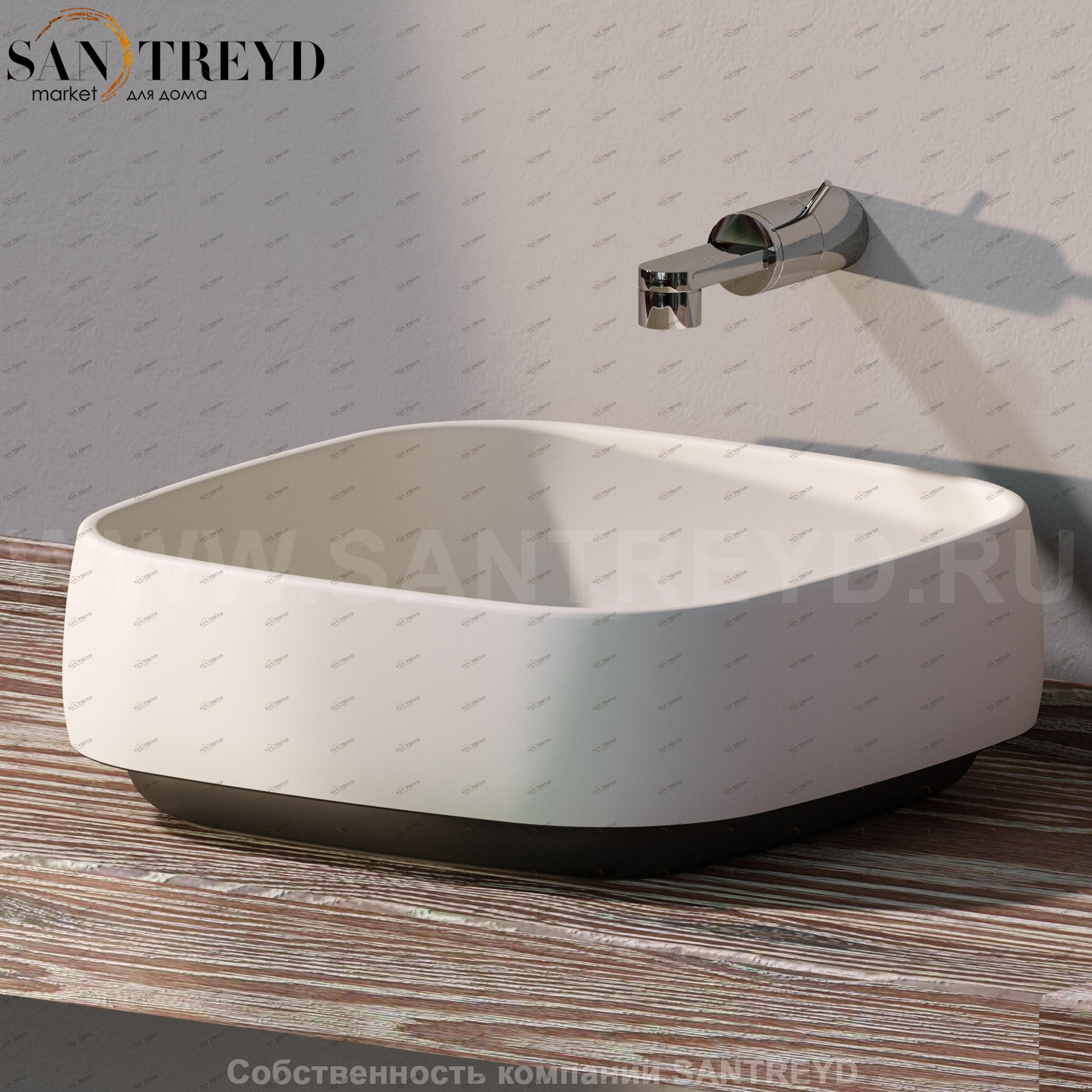 FG40A90037006 Накладная раковина на столешницу  квадратная Ceramica Flaminia Flag