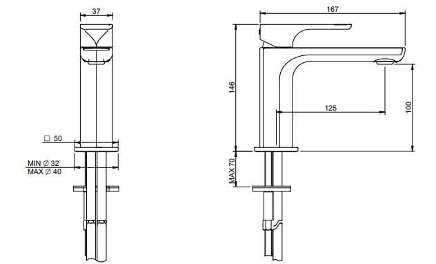 Латунный однорычажный смеситель для раковины Rubinetterie Treemme Hask ARCH-00079315 - Вид №2