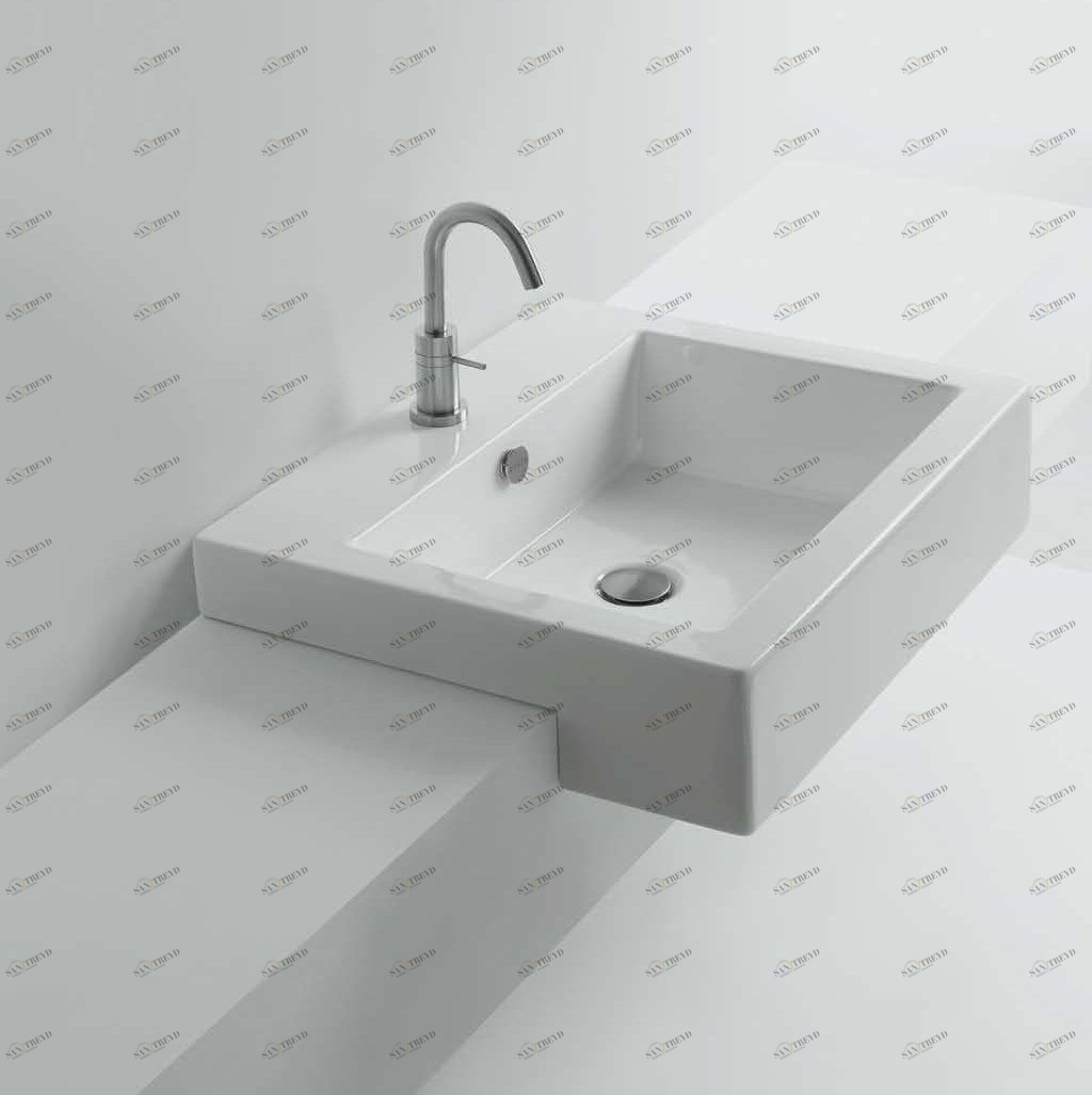 41817 Полувстраиваемая раковина консольная 50 см белая AXA White Stone Santreyd 