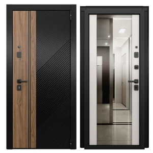 Дверь входная металлическая Браун Скай 95x205 см правая шелк белый с зеркалом