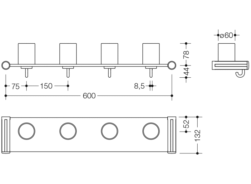 800.03.400 Подставка для зубных щеток с крючками, 4 места HEWI Kids - Вид №9