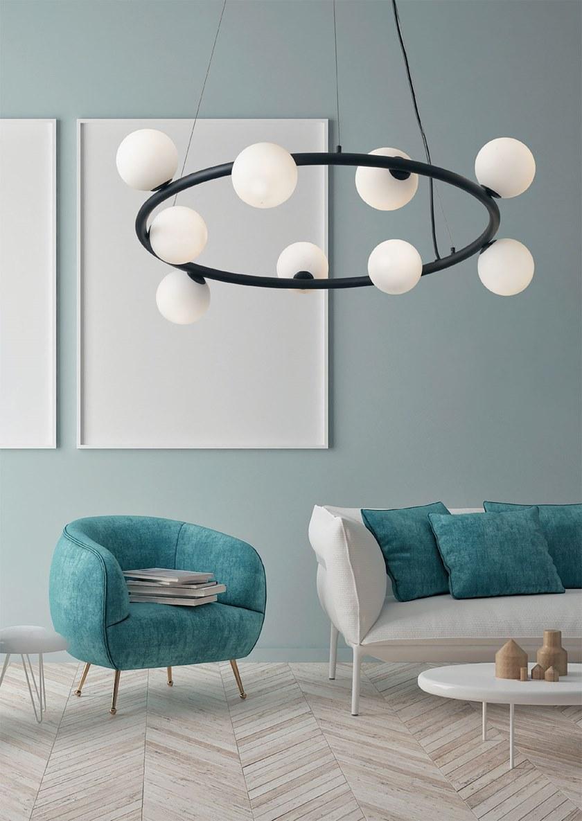 Miloox Подвесной светильник из металла и опалового стекла Pomì 1744.102 - Вид №1