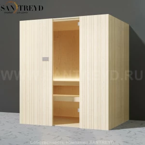 Effegibi AUKI SA50450049 Сауна. Установка: к стене. Мощность: 4 кВт макс. Размеры: длина 189 см, ширина 126 см. Отделка: ель.