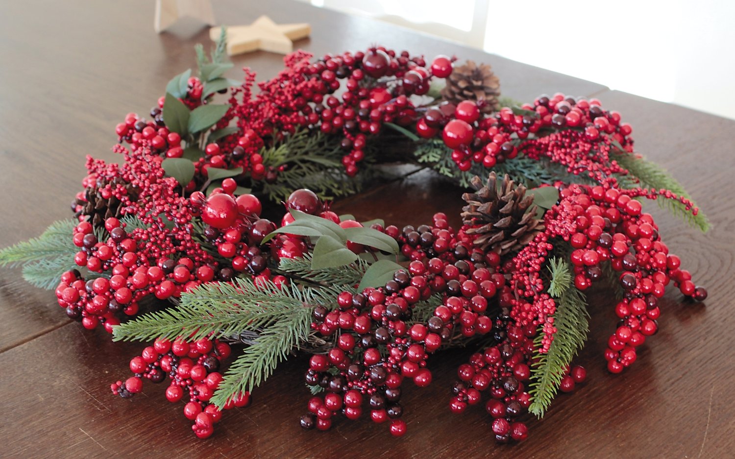 2005 444 a3 Венок из искусственных ягод, Ø 50 см, красный H-andreas  - Вид №7
