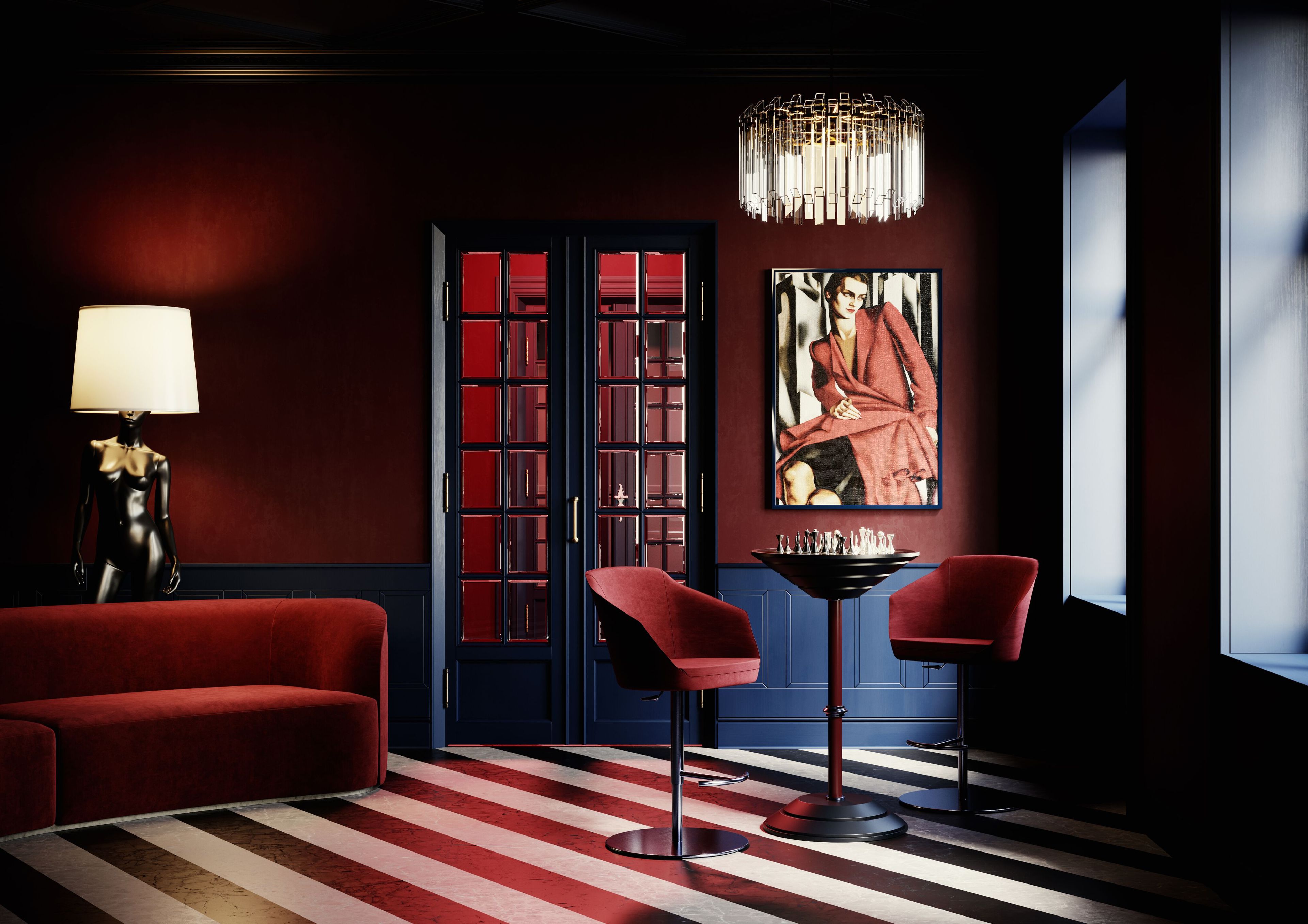 Высокий поворотный стул из ткани Vismara Design EDGAR ARCH-00138694 - Вид №1