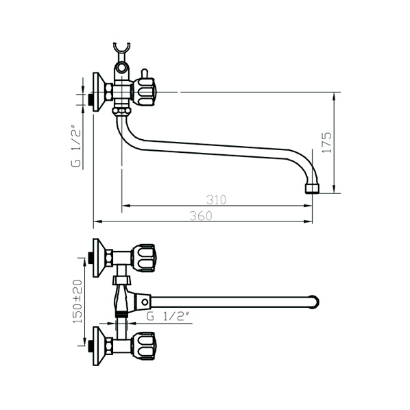 202 DORIA  Смеситель универсальный  ARGO kran 202doria - Вид №1