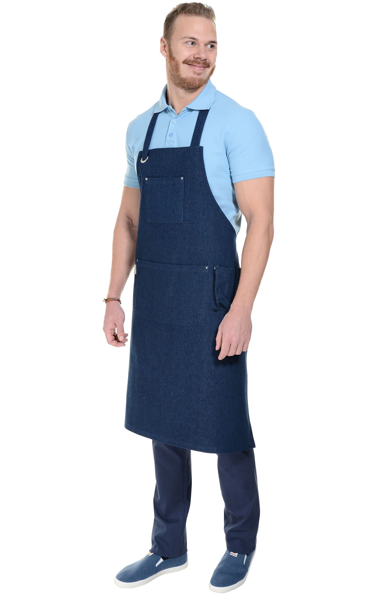 60341 Фартук " DENIM" с нагрудником dark blue (темно-синий) RICON  Одежда для официантов  размер  - Вид №6