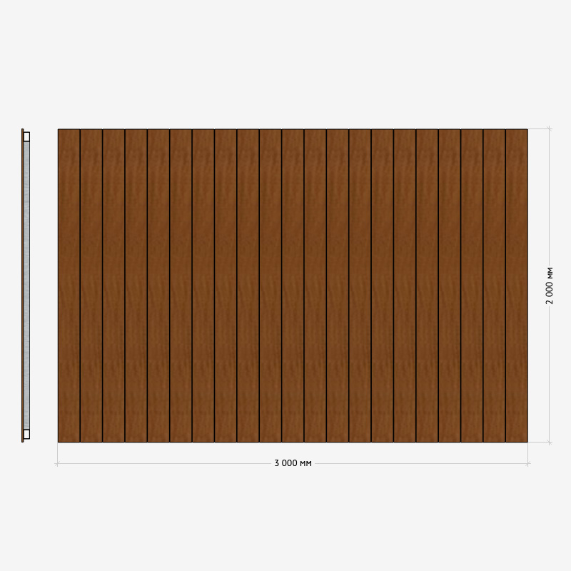 Заборная секция «Штакетник глухой» 3×2м RUSDECKING sun-id-1025050 - Вид №1