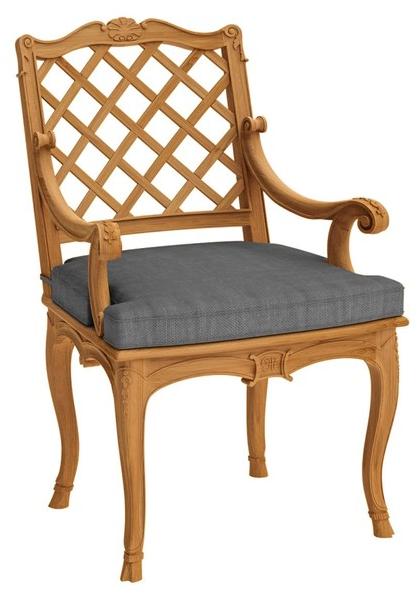 ASTELLO Садовый стул из тика с подлокотниками Fleur de lys sun-id-1495880 - Вид №2