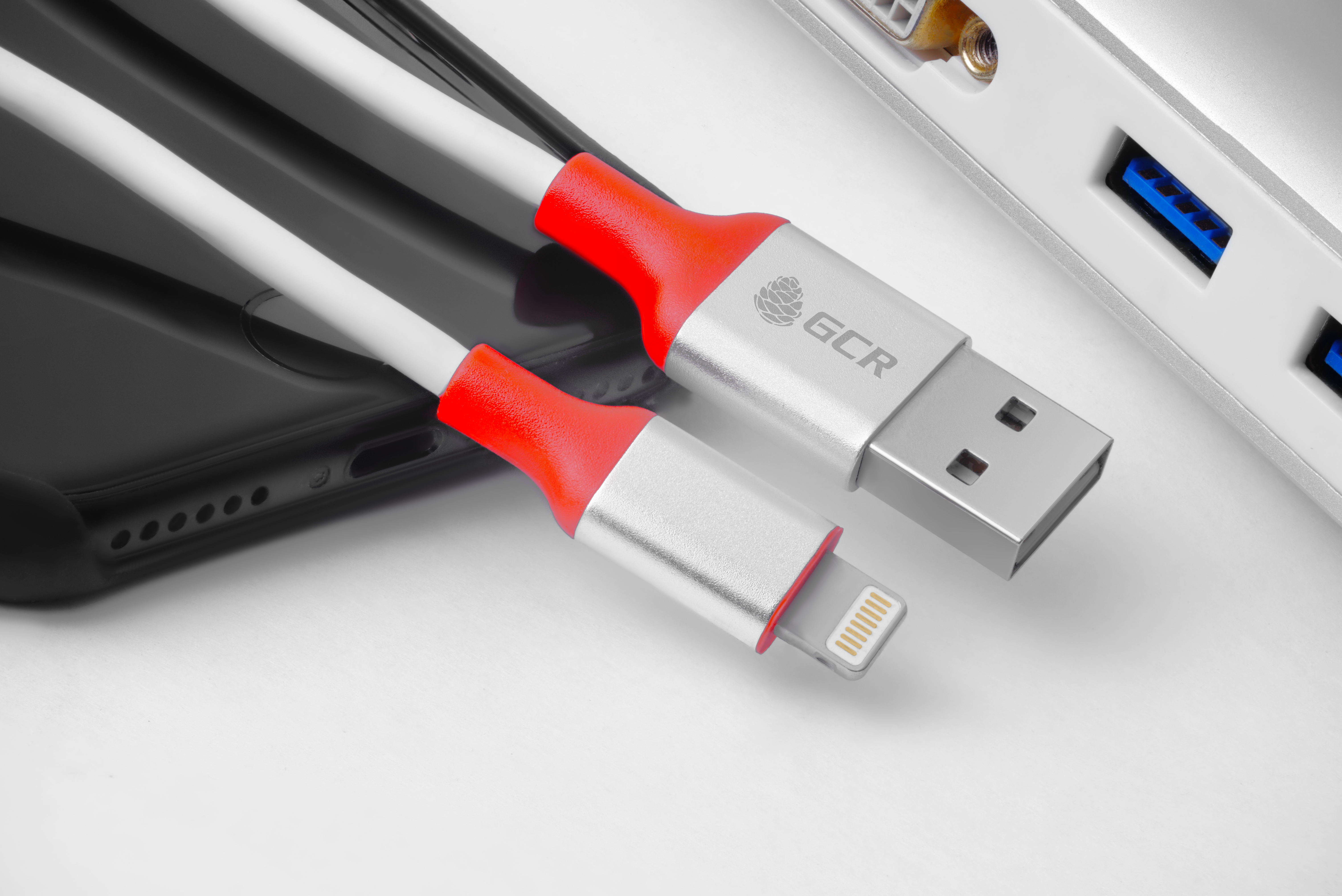 33-050555 кабель 0.5m apple usb 2.0, двухсторонний am/lightning 8pin mfi для iphone 5/6/7/8/x - поддержка всех ios, белый, al корпус серебро, кра Greenconnect Santreyd  - Вид №3