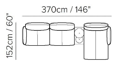 Кожаный диван с журнальной стойкой и шезлонгом Natuzzi Italia Solar ARCH-00051792 - Вид №2