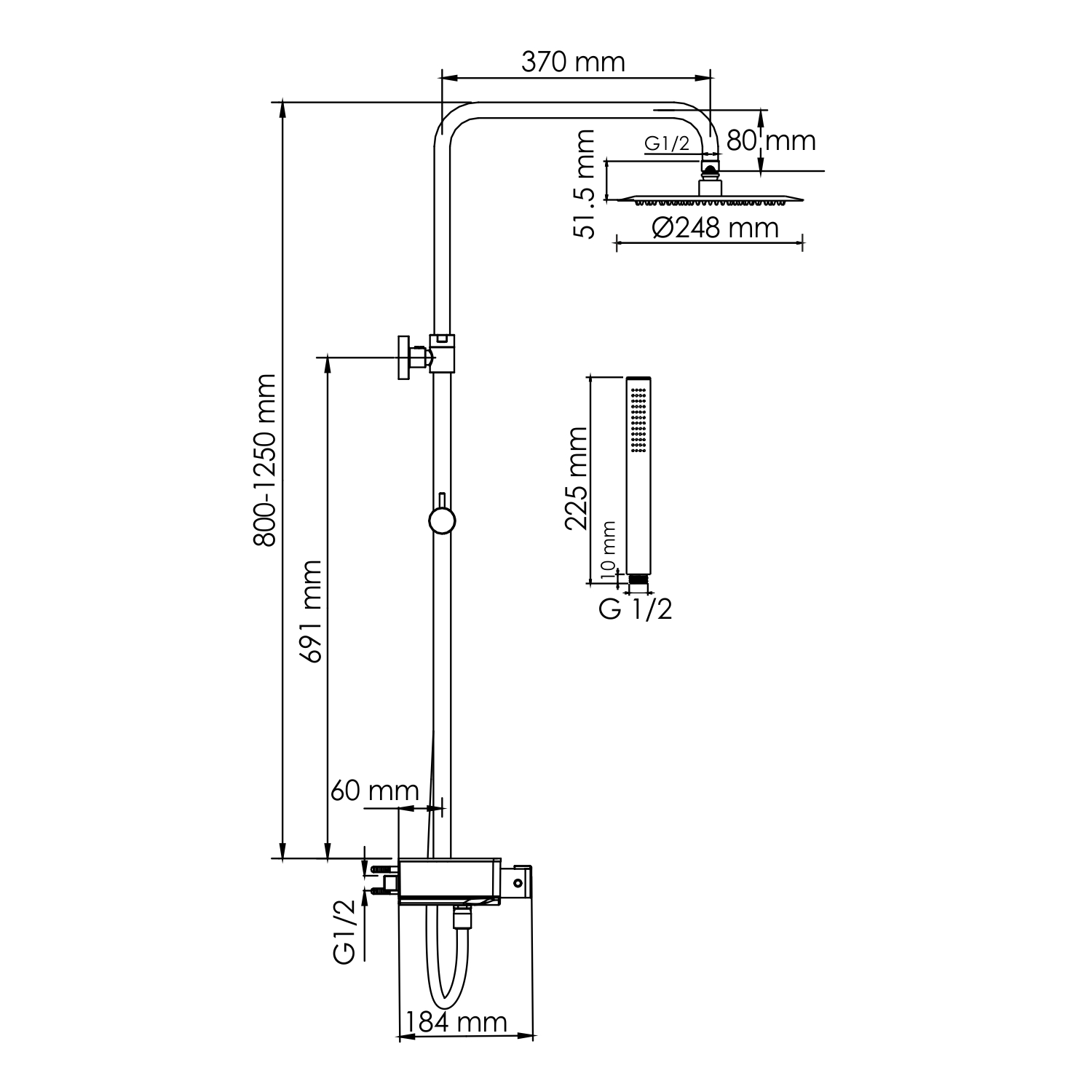 A114.258.217.CB Thermo Душевой комплект с термостатическим смесителем WasserKRAFT  - Вид №1