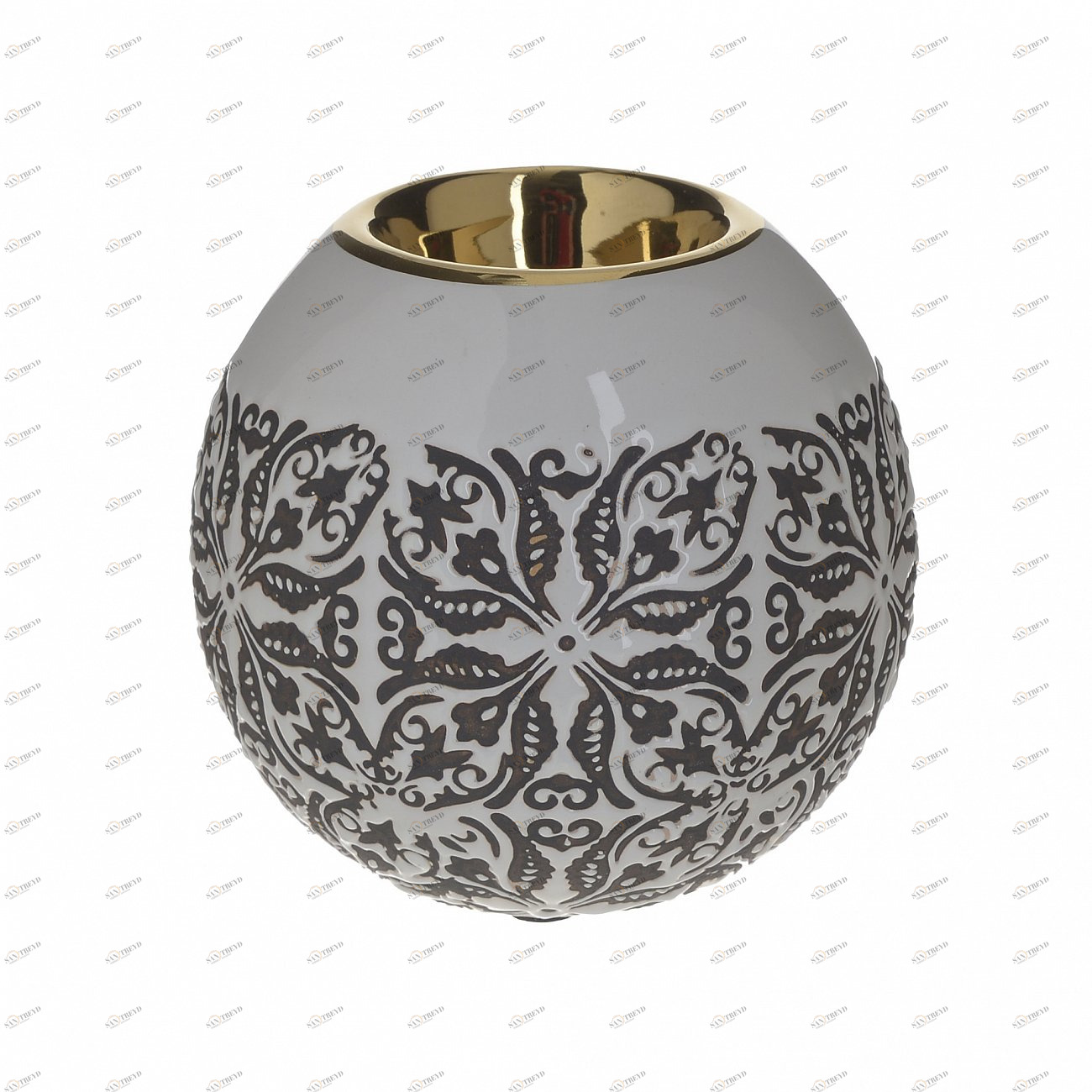 Подсвечник керамический черно-белый круглый с узором 10,5 см TO4ROOMS  00-3839066 Белый;черный 